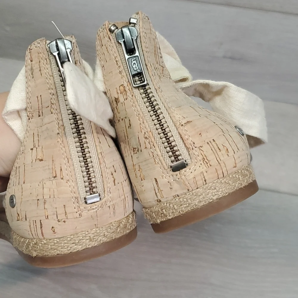 Ugg Australia Women Comfort Zip Back Strappy Ankle Flats Sandals shoes sz 9